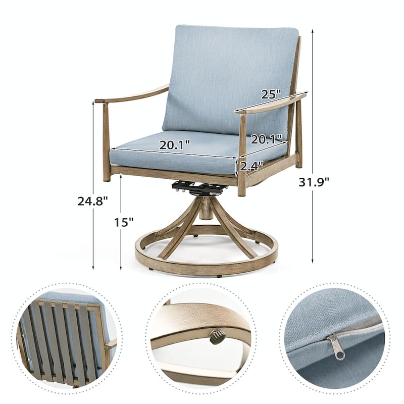 SleekLine 7-Piece Aluminum Patio Dining Set with Webbing Chair Back and Removable Cushions