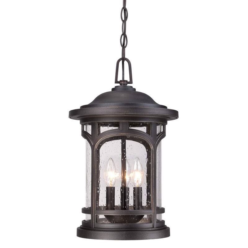Roseto Clinton 3 Light 11" Wide Outdoor Pendant with a Glass Shade - Palladian Bronze