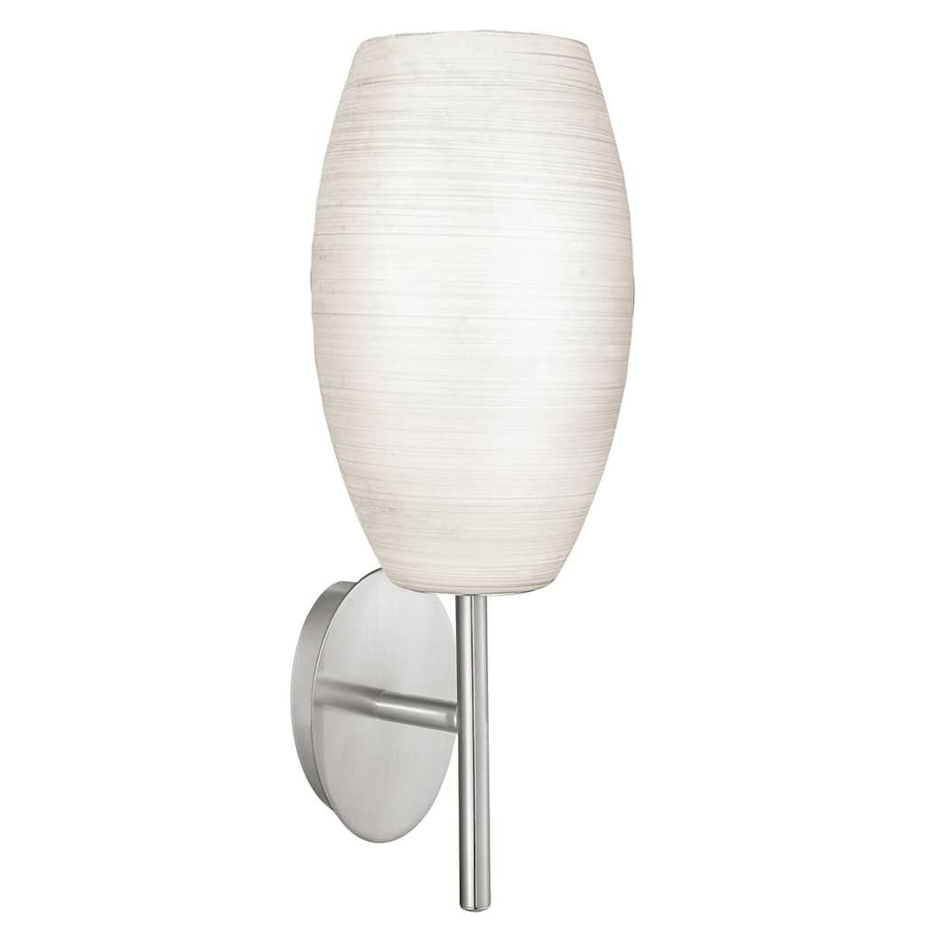 Eglo Batista 1 Matte Nickel 1-Light Wall Light with White Wiped Glass