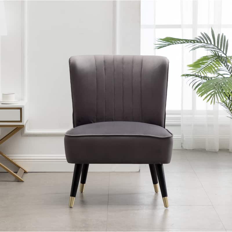 Modern 26" Polyester Accent Chair with Solid Rubber Wood Legs for Living Room