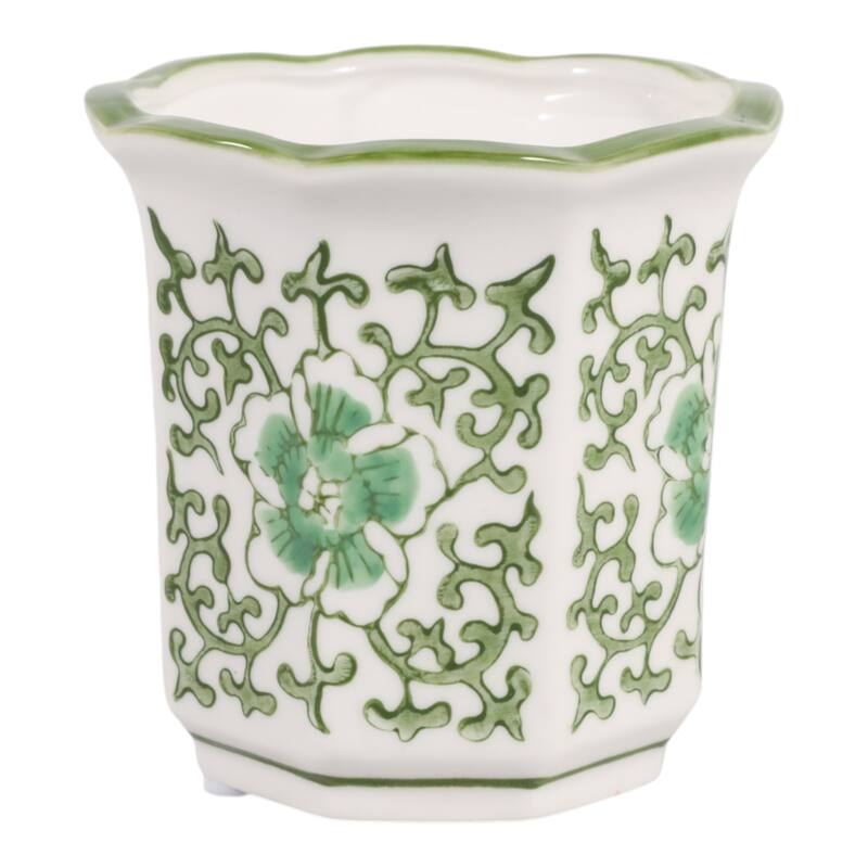 Modern Chinoiserie Ceramic Candle - Plumeria Scented - 4.0"
