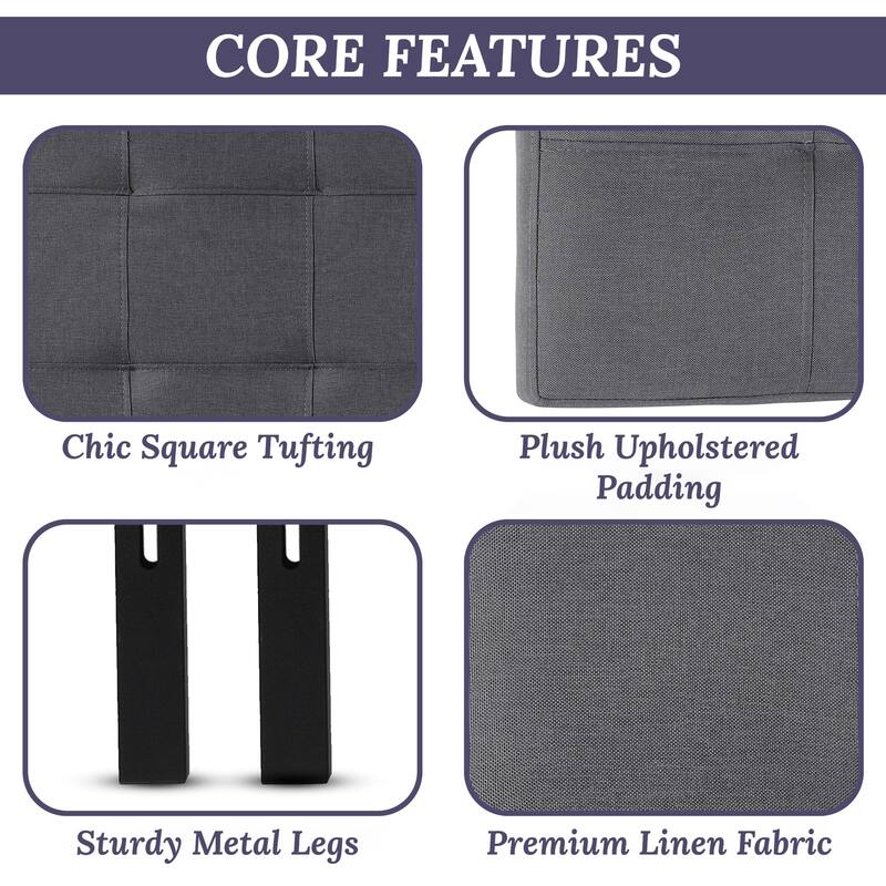 Height Adjustable Tufted Headboard - Padded Upholstered Queen Bed Backboard with Premium Fabric