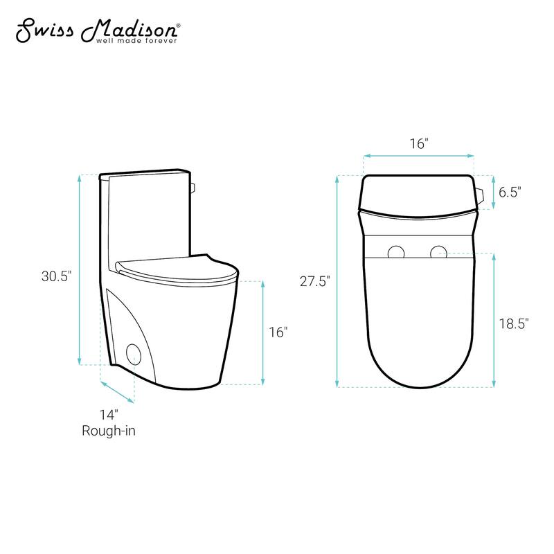 Swiss Madison SM-1T0808 St. Tropez 1.28 GPF One Piece Elongated Toilet