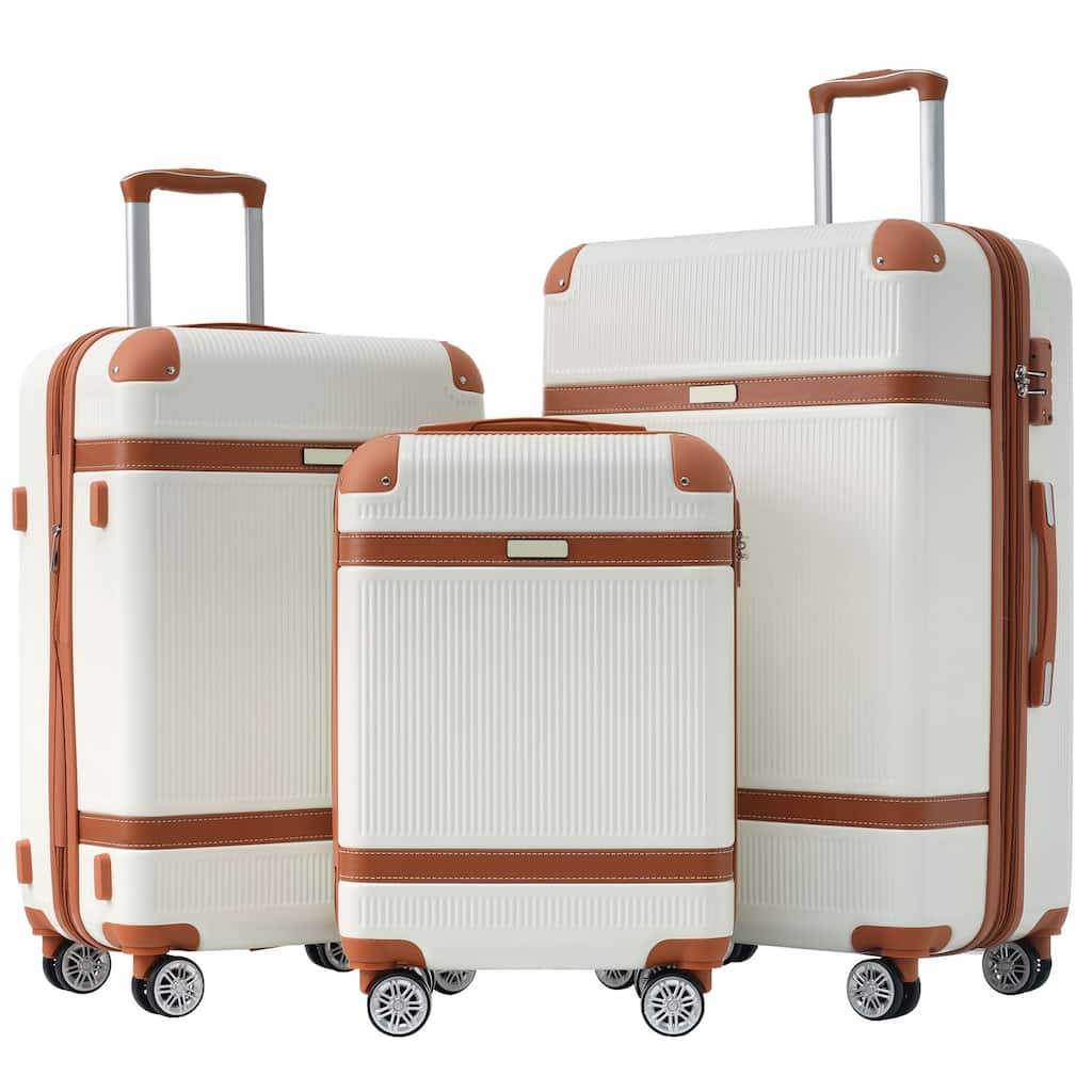 3 Piece Hardside Lightweight Luggage Sets with Double Spinner 8 Wheels and TSA Lock