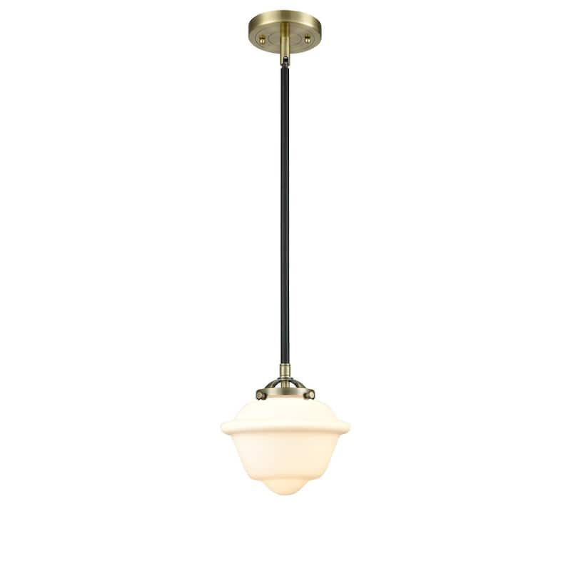 Innovations Lighting Small Oxford 8" Wide Mini Pendant - Black Antique Brass / Matte White