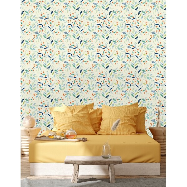 Cute Berries with Leaves Peel and Stick Wallpaper - Overstock - 32616778