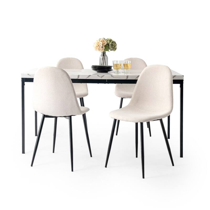 Homy Casa Modern Dining Office Table, 59in Rectangular Wood Top, Black Legs