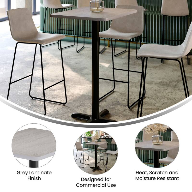 24'' x 30'' Rectangular Table Top with 22'' x 22'' Bar Height Table Base - 30"D x 24"W x 43.125"H