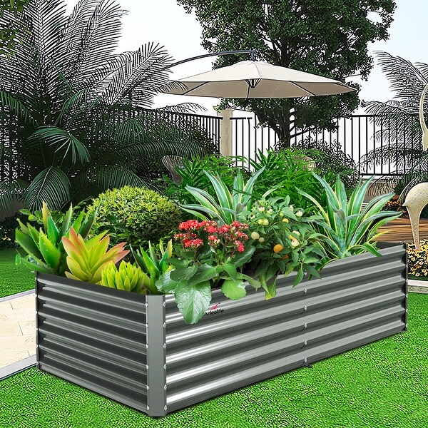 gardenH　904040 8X4X1.5 ft Rectangular Raised Garden Bed for Vegetables and