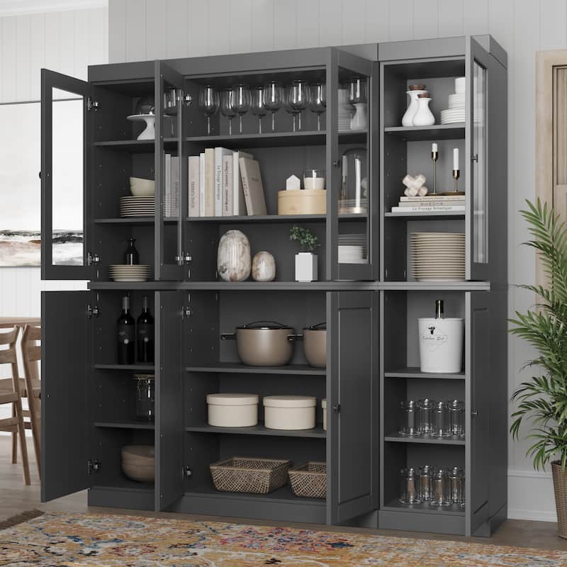 Palace Imports 100% Solid Wood 65" Kitchen China Pantry Cabinet - 65" x 71.5"