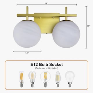 Shade Stand 2‑Light Bathroom Vanity Light, Wall Sconce with Marble Glass Globe ...