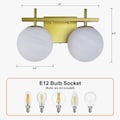 Shade Stand 2‑Light Bathroom Vanity Light, Wall Sconce with Marble Glass Globe ...