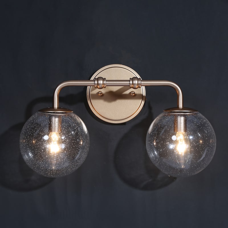 Koini Modern Glam Gold Bathroom Vanity Lights Seeded Glass Globe Dimmable Wall Sconces