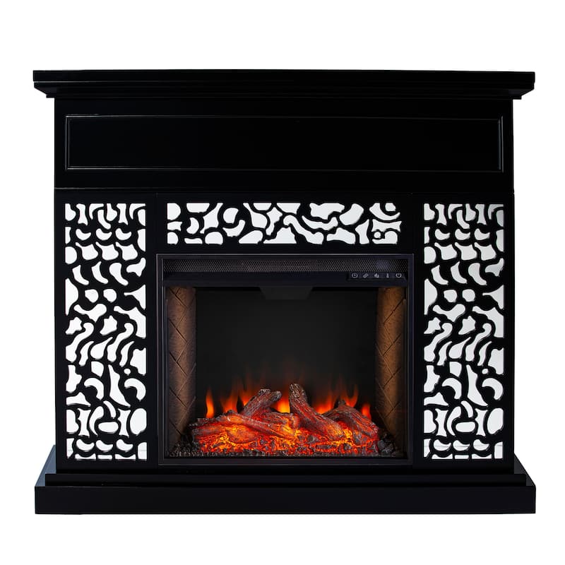 SEI Furniture Westmont Contemporary White Wood Electric Fireplace