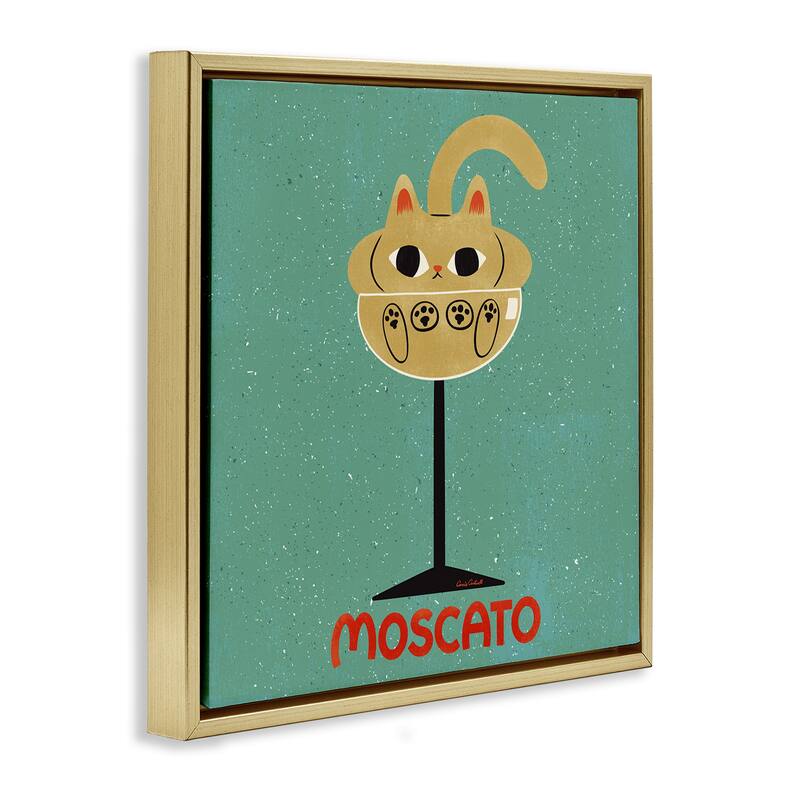 Stupell Moscato Feline Wine Framed Floater Canvas Wall Art Design By Carrie Cantwell