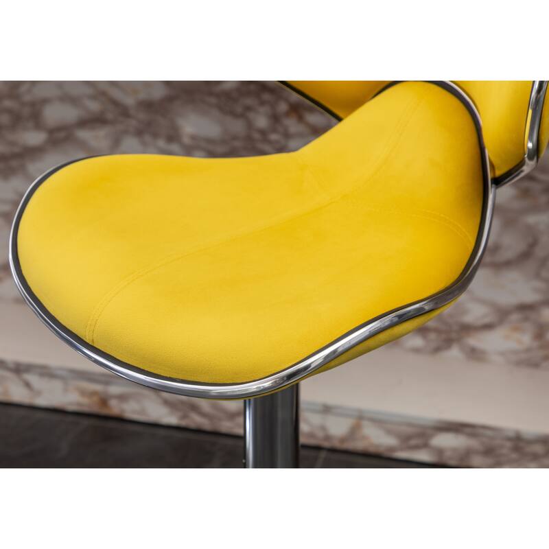 Modern Adjustable Swivel Bar Stool Set of 2, Velvet Upholstered Chair with Footrest for Bar, Kitchen Island, Dining Room