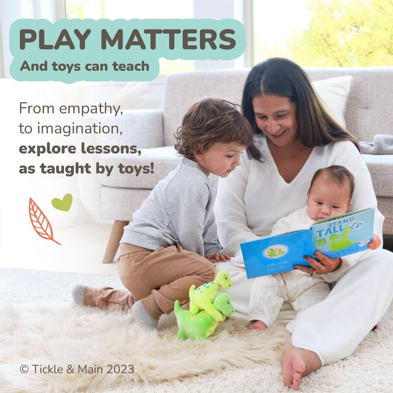 Tickle & Main 3-Piece New Big Brother Dinosaur Gift Set, Includes Stuffed Animals & Storybook for Announcing Sibling