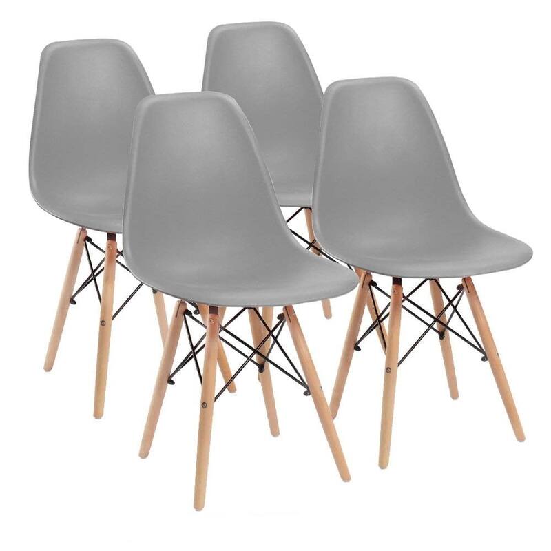 Furniwell Set of 4 Dining Chairs,Plastic Armless Chairs, Mid-century Modern, Kitchen, Dining Room, Bedroom, Living Room