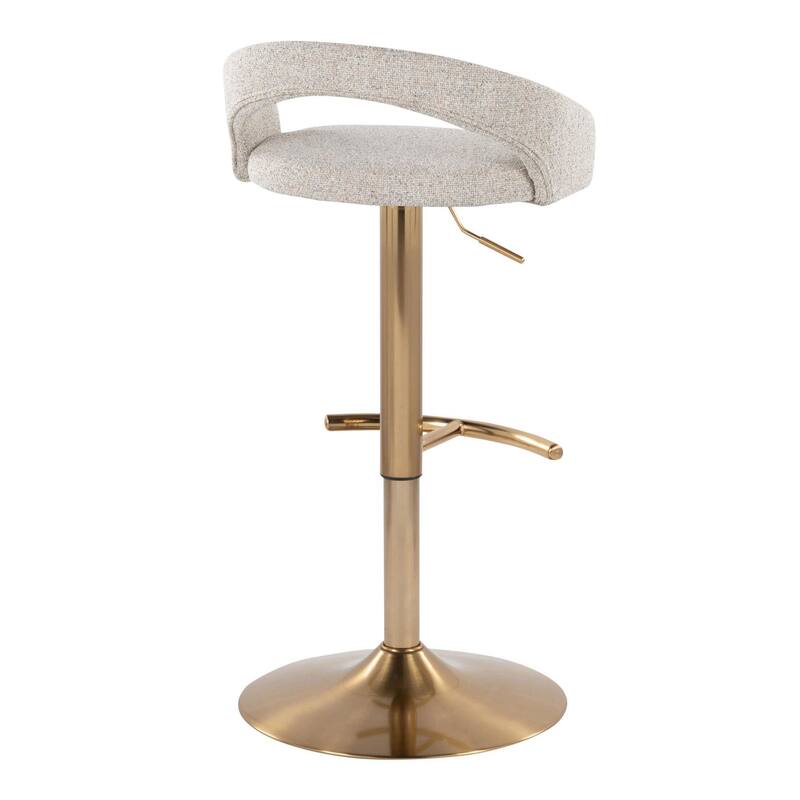 Grotto Upholstered Adjustable Barstool with Gold Base