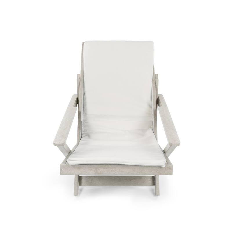 Aspen Fully Assembled All-Weather HDPE Outdoor Folding Lounge Chair with Removable Cushion