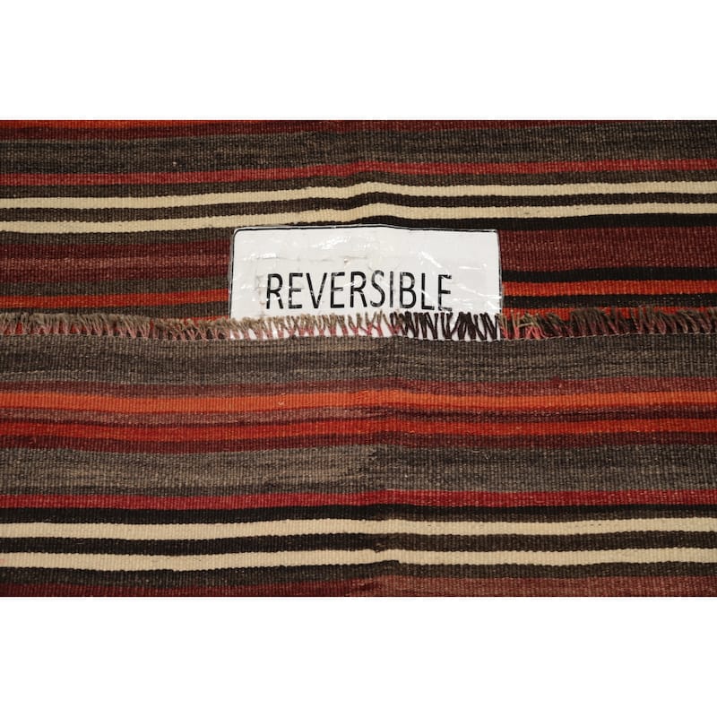 Hand Woven Oriental 100% Wool Carpet Southwestern Geometric Multi-Colored Kilim Area Rug - 10' 4'' X 4' 9''