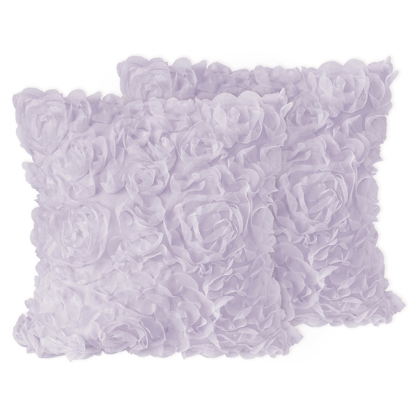 Purple Floral Rose 18in Decorative Accent Throw Pillows Set of 2