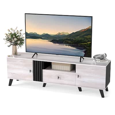Costway Mid Century Modern TV Stand for 80" TVs with Open Shelf 2 Side - See Details