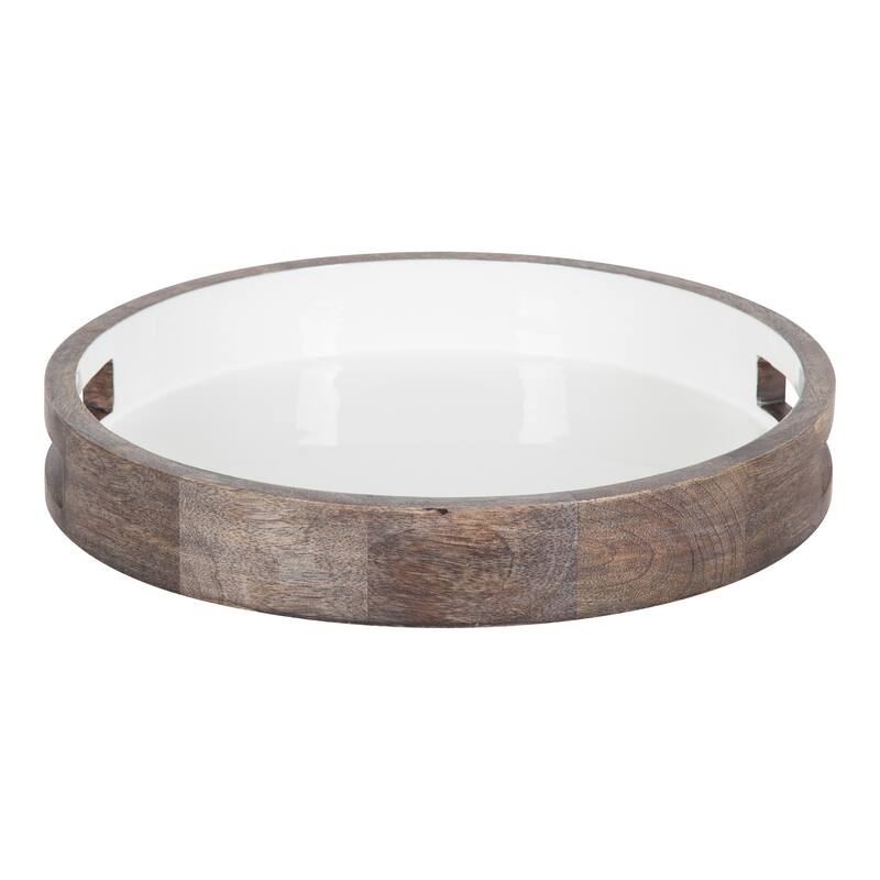 Kate and Laurel Ehrens Round Decorative Wood Tray