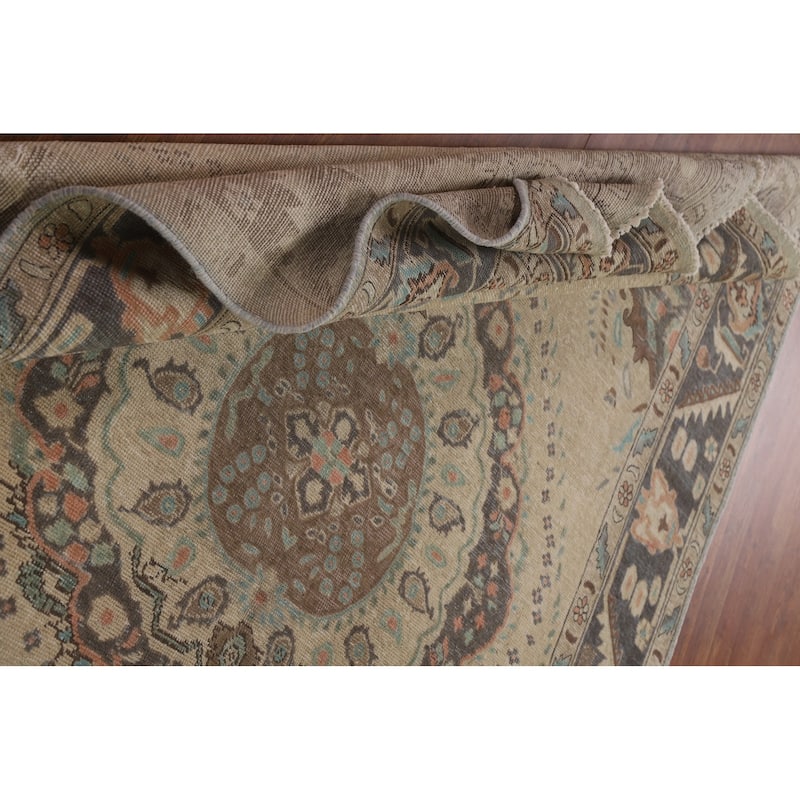 Distressed Tabriz Persian Antique Area Rug Living Room Wool Carpet - 6'4" x 9'2"