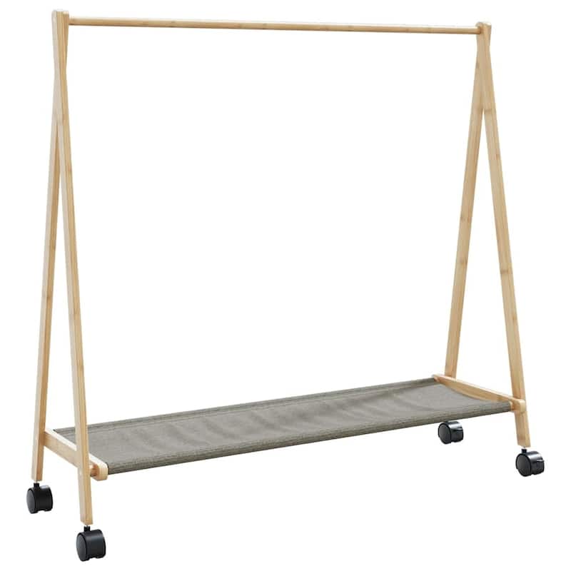 vidaXL Clothes Rack with Shelves Foldable Coat Rack Hanging Stand Hanger Bamboo - 41.7" x 13.4" x 41.9" - Brown - with wheels/ fabric