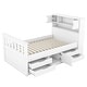 preview thumbnail 9 of 10, Twin Size Captain Platform Bed Frame with Storage Bookcase Headboard and 4-Drawers, Adjustable Storage Shelves, White