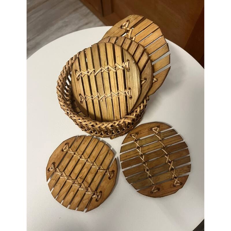 Set of 6 Norwich Bamboo Coasters- A - A