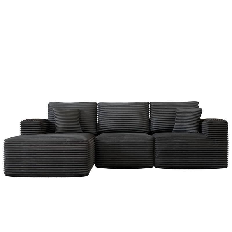 104" Modular Sectional Sofa with L-Shape Chaise Modern Upholstered Cloud Couches with Throw Pillows - 104 in.W x 23.6 in.H