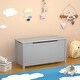 preview thumbnail 1 of 18, Kids Wooden Toy Box Storage With Safety Hinged Lid - 31.5”L x 13”W x 16.7”H Grey