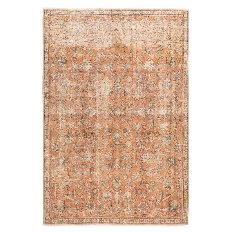 ECARPETGALLERY Hand-knotted Antalya Vintage Copper Wool Rug - 7'7 x 11'2