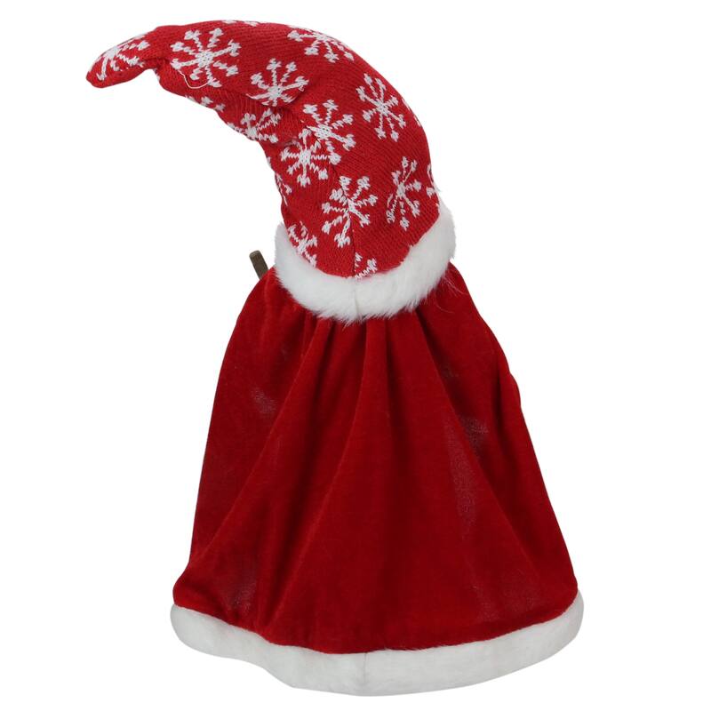 14.5" Red and White Snowflakes Santa Gnome with Cape Christmas Figure