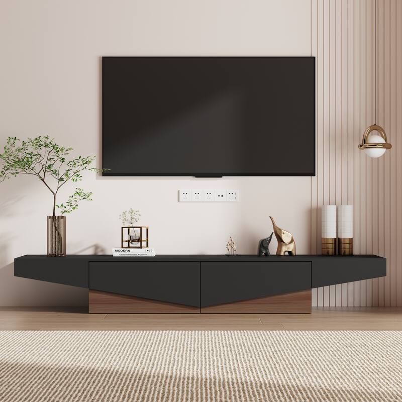 Modern Color Matching Entertainment center, 2 drawers, Black&White - 78.7"W