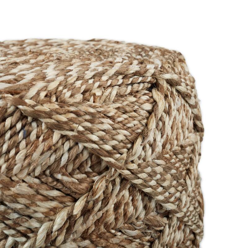 Mikel Natural Beige/ White Pouf/ Floor Pillow