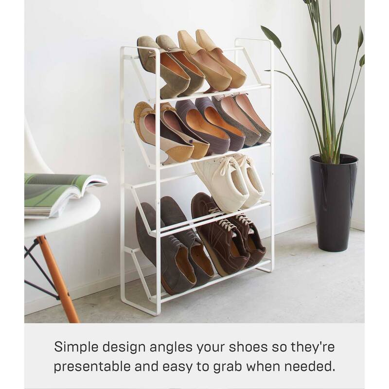 Yamazaki Home Slim Shoe Rack, Steel, Holds 8 to 12 shoes, Holds 26.4 lbs - L 6.89 x W 20.87 x H 31.5 inches