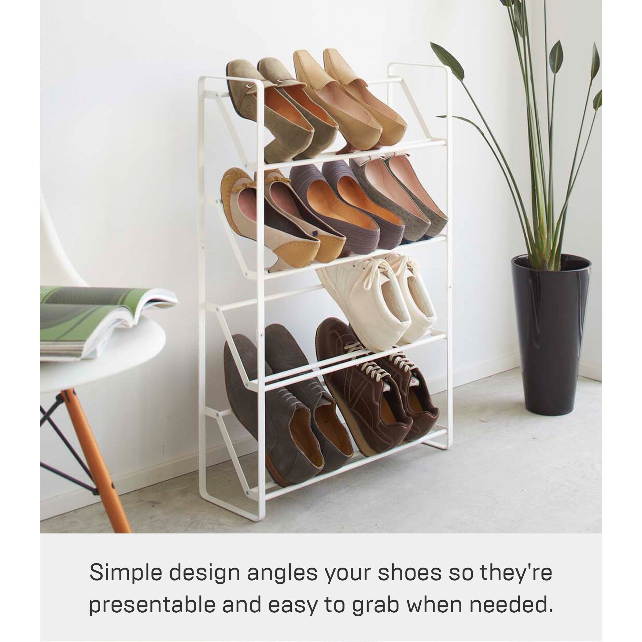 Yamazaki Home Slim Shoe Rack, Steel, Holds 8 to 12 shoes, Holds