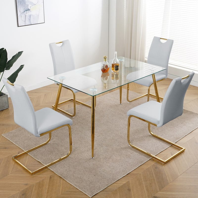Modern Dining Chairs with Chrome Metal Legs Set of 2