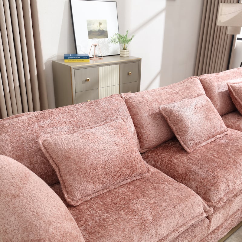 Cloud Chaise Lounge Couch L-shaped Sectional Sofa with Ottoman and Double Layered Seat Cushions for Living Room