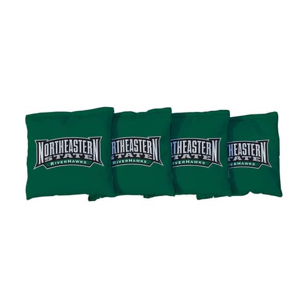 slide 2 of 3, Northeastern State Riverhawks Green Cornhole Bags All-Weather Resin Filled