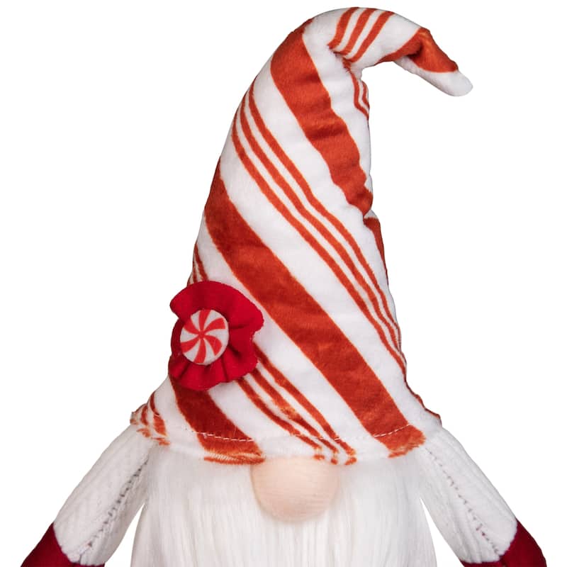 Peppermint Candy Plush Gnome with Dangling Legs Christmas Decoration - 10"