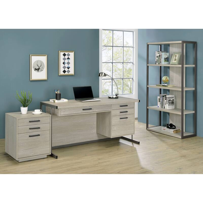 Loomis Whitewashed Grey 3-Drawer Home Office File Cabinet