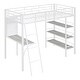 preview thumbnail 34 of 34, Stylish Metal Loft Bed Frame with 3 Layers of Shelves, Desk, Whiteboard, Ladder and Guardrails, Large Space Underneath