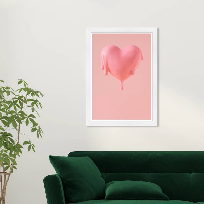 Wynwood Studio Prints Fashion and Glam Heart Melt Pink and Modern & Contemporary Wall Art Canvas Print - White