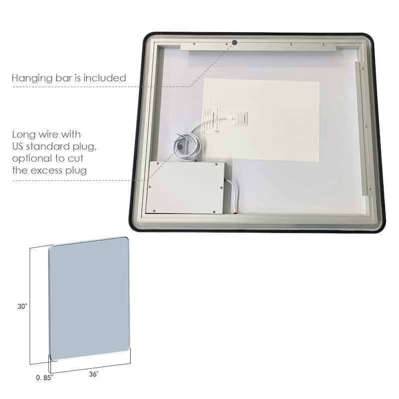 Altair Viaggi Rectangle Framed LED Lighted Wall Mirror