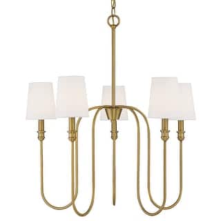 Meridian M10077 5 Light 27" Wide Chandelier with Fabric Shade