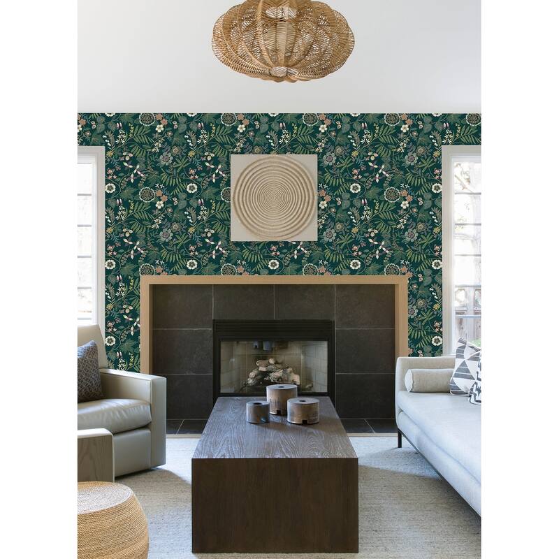 A-Street Prints Marilyn Green Floral Trail Wallpaper